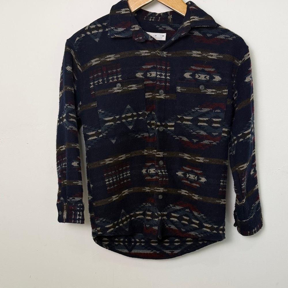 Zara Dark Blue Patterned Shirt size 9